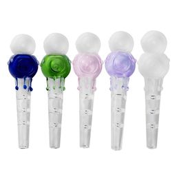 Colourful Double Scoop Ice Cream Style Pipes Pyrex Thick Glass Smoking Tube Handpipe Portable Handmade Dry Herb Tobacco Philtre Spoon Oil Rigs Bong Cigarette Holder