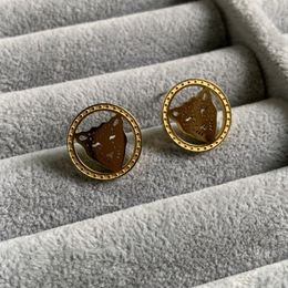 2023 Gold Colour Luxury Brand Women Designer Studs Titanium Steel Fashion Couple Earrings