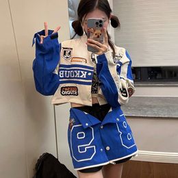 Women's Jackets Fashion Embroidery Oversize Baseball Women Vintage Racing Suit Hiphop Coat Bomber Casual Tops 230301