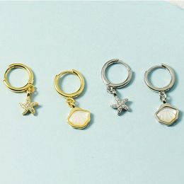 Hoop Earrings & Huggie Sweet Cute Starfish Shell For Women Asymmetry 925 Sterling Silver Earring Jewelry Romantic Girl Friend GiftHoop Odet2