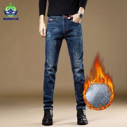 Men's Jeans Mens Skinny Jeans Winter Fleece Fluff Thick Warm Slim Blue Denim Pencil Pants Street Hip-hop Denim Trousers Brand Clothing 27-38 230302