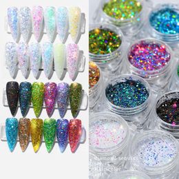 Nail Glitter 12pcs/set Powder Dust Iridescent Flakes Sequins Gold Silver Super Shining Paillette Art Manicure Decorations