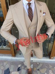 Custom-made Groom Tuxedos One Button Men Suits Peak Lapel Groomsmen Wedding/Prom/Dinner Man Blazer Jacket Pants Tie Vest m369
