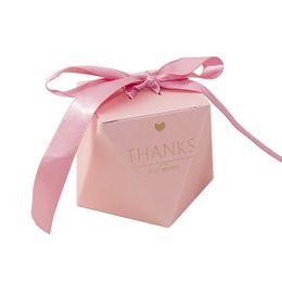 Blush Pink Gift Favour Holders Baby Shower Birthday Gift Boxes Romantic Wedding Party Candy Box Packaging Supplies With Ribbon AL84225E