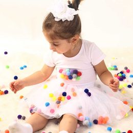 Skirts Baby Tulle Tutu Skirt Kids Girl Colourful Pettiskirt Rainbow Balls Short Skirt Fashion Children Clothes Ballet Bottom Skirt White T230301