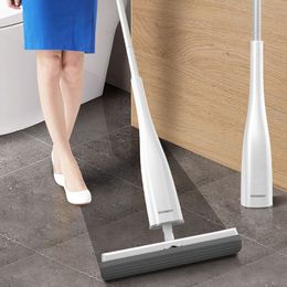 Mops Flat Floor Mop180 Degree Self-Wringing Mop Squeeze Mop with PVA Sponge Mop Heads Floor Washing Mop for Household Cleaning Tools 230302