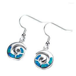 Dangle Earrings Boho Female Wedding Drop Blue White Fire Opal Silver Colour Long For Women