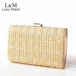 s Clutches Women Dinner Retro Straw Weave Wedding Evening Purses And Handbags Solid Small Knitted Metal Chain Bag X856HL230302