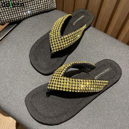 Slippers Rubber Indoor Women Flip Flop Summer 2023 Fashion Rhinestones Ladies Casual Outside Slides Female Shoes Flip-flops