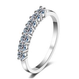 Designer Brand Tiffnys same 70 poinTiffny Mosonite seven-star row ring S925 silver plated diamond female With logo