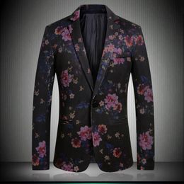 Men's Suits & Blazers Slim Floral Men Fit 2023 Autumn Casual Blazer Hombre Mens Hollow Flowers Pattern Single Button Suit Jacket M-4XL 888Me