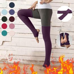 Women Socks Pair Clothes For Knee Women's Solid Warm Leggings Knitted Yoga Dance Ballet Athletic Wear