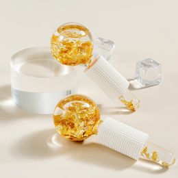 High Quality Freeze Cold Rollers Beauty Lifting Tool Gold Foil Globe Cooling Roller Reusable Magic Face Ice Globes for Facial Skin Lift Massage 2PC Set