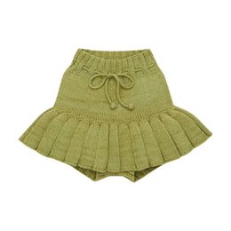Skirts 2021 Autumn Summer Knitted Skirt Green Solid Vintage Girl Skirts Children Brand Bottoms T230301