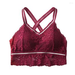 Camisoles & Tanks Women Bright Silk Shoulder Strap Cross Beautiful Back Lace Wrap Chest Padded Camis Bra Brassiere Intimates Soft Underwear