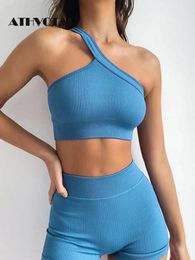 Women s Two Piece Pants ATHVOTAR Short Sets In Matching Gym Summer Fitness Sweater 2 Seamless Workout Outfit Sports Suits 230302