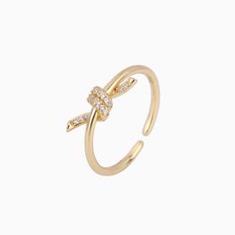 Designer Brand S925 Sterling Silver Knot Ring for Women Plated in 18K Gold Light Luxury Style Instagram Unique Design High Grade Feeling With logo
