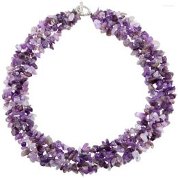 Charker Tumbeelluwa Purple Crystal Quartz Chips Stone Colar Chain Colar 17,5 polegadas