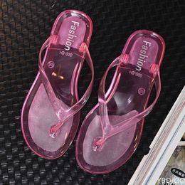 Slippers Women's Summer Transparent Beach Sandals Jelly crystal Flip Flops Wear Flat Outside Size 36-40 Y2302