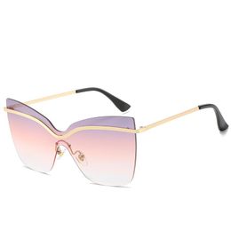 Sunglasses Elegant Butterfly Shape Rimless Women's Influencer Recommend INS Style Minimalism Gradient Sun Glasses UV400