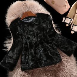 Women's Fur & Faux Mink Skin Coat Mosaic Short And Medium Style Female Haining Young Fashion Jacket Women