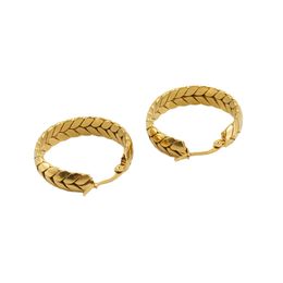 New Stainless Steel Hoop Earrings European and American Trending 18K Wheat Earrings Jewelry Wholesale