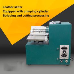 220V Electric Double Head Leather Slitting Machine Heat Edge Creaser Machine Double Head Leather Machine Professional Leather Tool Belt Cutting Machine