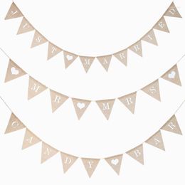 Party Decoration Personalise Flag Letter A-Z Banner Jute Burlap Bunting Banners Baby Shower Birthday Wedding Candy Bar Decor