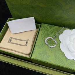 Luxus Designer Doppel G Brief Anhänger Halsketten Crysatl Strass Pullover Halskette Frauen Partei Schmuck Zubehör Keine Box