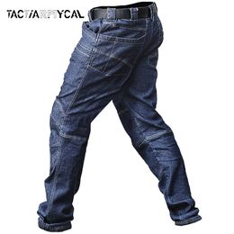 Men's Jeans Tactical Jeans Men Combat Military Cargo Eans Mens Trousers Multi Pockets Denim Pants Male Casual Blue Black Pant Spring Summer 230302