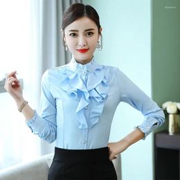 Women's Blouses Women's Blouse Elegant Casual Fashion Shirt With Ruffle Collar Office Lace Stand Slim Fit Business Attire Commute