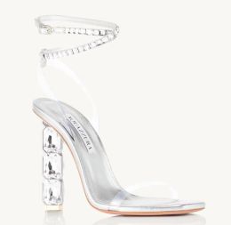 2023 Elegant Aquazzuras Dress Shoes Babe Sandal Platform Pumps Strappy Stiletto-heel Black White red Leather Women's High Heels EU35-43