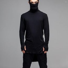 Men's Hoodies Turtleneck Sweatshirt Fashion Casual Solid Pullovers Autumn Winter Warm Hanging Ears Design Knitted Femme Black Slim