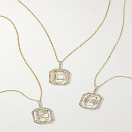 Chains First Letter Name Necklace Woman Gold And Silver Square Pendant Chain Jewellery