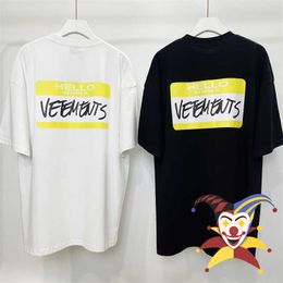 Camisetas masculinas Olá, meu nome é camiseta de vetícios Men Amarelo Mulheres T-shirt VTM Tops Tee G230301