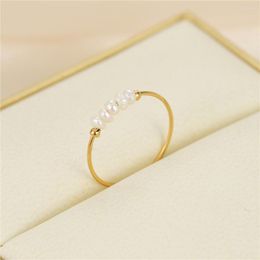 Wedding Rings Anslow 2023 Fashion Engagement For Women Titanium Steel Pearl High Quality Female Birthday Girlfriend Gift