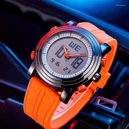 Wristwatches Shinobi Universal Watch Creative Dual Display Luminous Cool Sports Silicone Band Student Electronic