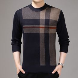 Men's Sweaters Casual Thick Warm Winter Striped Knitted Pull Sweater Men Wear Jersey Dress Pullover Knit Mens Sweaters Male Fashions 02196 230302