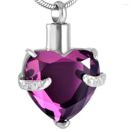 Pendant Necklaces CMJ8072 Beautiful Purple Glass Birthstone Memorial Necklace Small Cremation Ash Holder Free Funnel