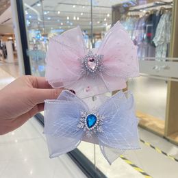 New Children Big Bow Long Ribbon Mesh Princess Hairpin Mesh Flowers Girls Hair Clips Children's Day Gift HeadWear Hair Accessories 1791