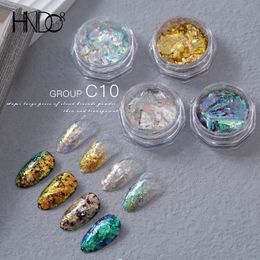 Nail Glitter HNDO 4 Colour Iridescent Opal Powder Set Nail Glitter Shiny Shatter Pigment Dust Shiny Flakes for Manicure Design DIY 230302