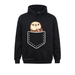 Men's Hoodies Sweatshirts Sea Otter Pocket LongSleeve Funny Cute Peeking Tee VintageNormal Autumn Wholesale Clothes Men 230301