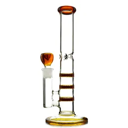 Heady glass Hookahs 10 Inch Triple Beecomb 14mm Female Joint Glass Bongs Amber Blue Green 4mm Thickness Oil Dab Rigs Colourful bongs Water Pipes With Bowl