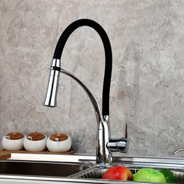 Kitchen Faucets YANKSMART Faucet Solid Brass Polished Chrome Swivel Pull Down Spout Sink Mixer Water Tap