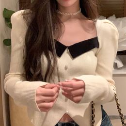 Women's Sweaters French Vintage Knitted Sweater Women Outwear Casual Long Sleeve Slim Pullover Female Y2k Clothing Korea Style Blouse Winter 230301