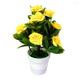 Decorative Flowers Plant Pot Artificial Flower 1Set Rose Potted Bonsai Living Room Office Garden Decor