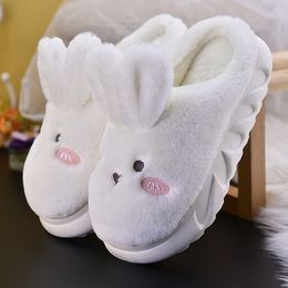 Slippers Antovo Cotton Slippers Women Lovely rabbit thick sole thermal slippers indoor home Shoes Winter Slippers for Women 230302