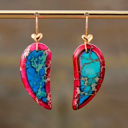 Ear Cuff Healing Women Heart Dangle Earrings Sea Sediment Jasper Leaf Drop Earring Designer Natural Stone Jewellery Wholesale 230302