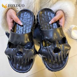 Slippers Summer Personalized Skull Women Men Slides Soft Could Slipper Flat Outdoor Beach Sandals Unisex Flip Flops Shoes Y2302