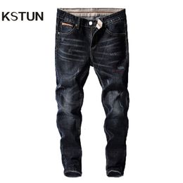 Men's Jeans KSTUN Men Jeans Pants Denim Fashion Desinger Black Blue Stretch Slim Fit Jeans for Man Streetwear Cowboys Hiphop calca masculina 230302